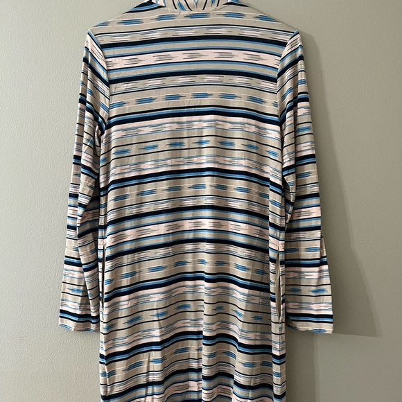 Lands End Lightweight Long Striped Cardigan with Pockets - Small - Picture 8 of 15
